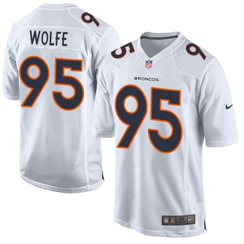 Nike Broncos #95 Derek Wolfe White Men's Stitched NFL Game Event Jersey - Click Image to Close